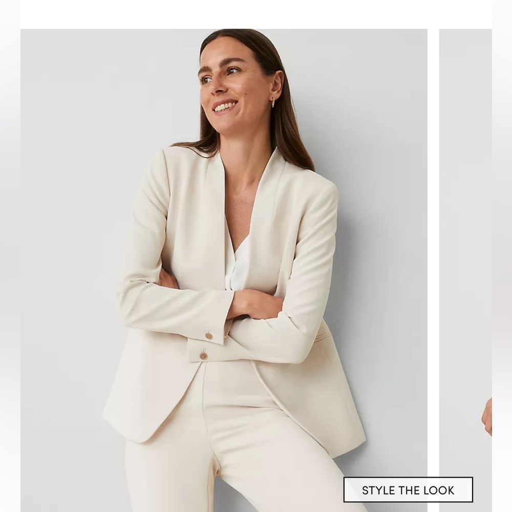 Ann Taylor Collarless Blazer in Ivory
